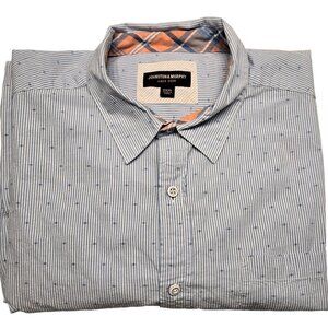 Men's XXXL Johnston and Murphy striped short-sleeve shirt with contrast detail